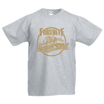 Fortnite Battle Bus Gold Kids T-Shirt with print