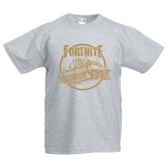 Fortnite Battle Bus Gold Kids T-shirt με στάμπα