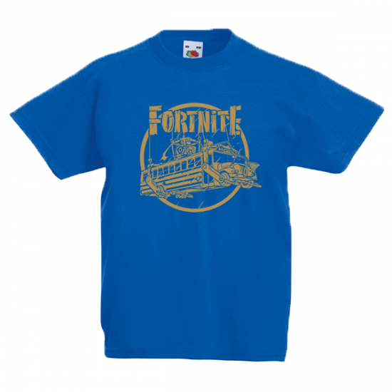 Fortnite Battle Bus Gold Kids T-Shirt with print