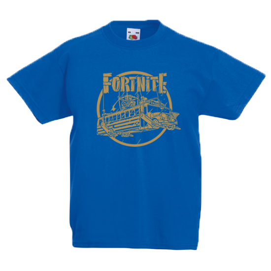 Fortnite Battle Bus Gold Kids T-shirt με στάμπα