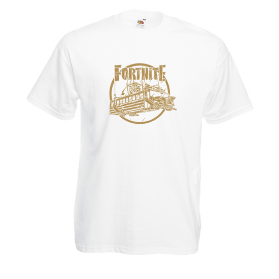 Fortnite Battle Bus Gold T-Shirt με στάμπα
