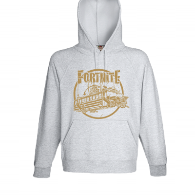 Fortnite Battle Bus Gold Hooded Sweatshirt with print