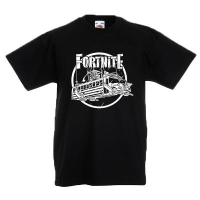 Fortnite Battle Bus White Kids T-Shirt with print