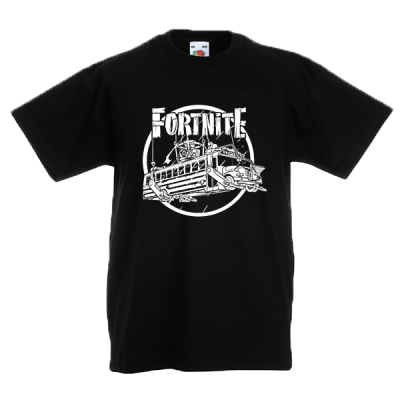 Fortnite Battle Bus White Kids T-shirt με στάμπα