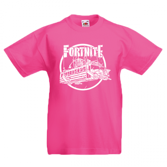 Fortnite Battle Bus White Kids T-Shirt with print