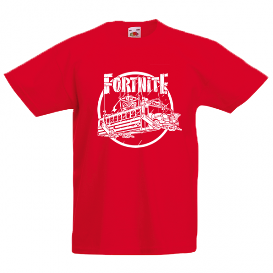 Fortnite Battle Bus White Kids T-Shirt with print