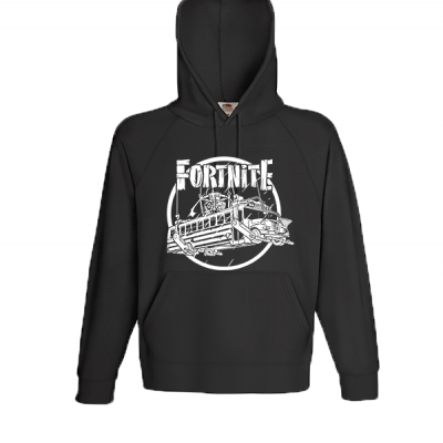 Fortnite Battle Bus White Hooded Sweatshirt with print