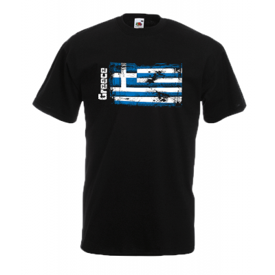 Greek Flag Ripped T-Shirt with print