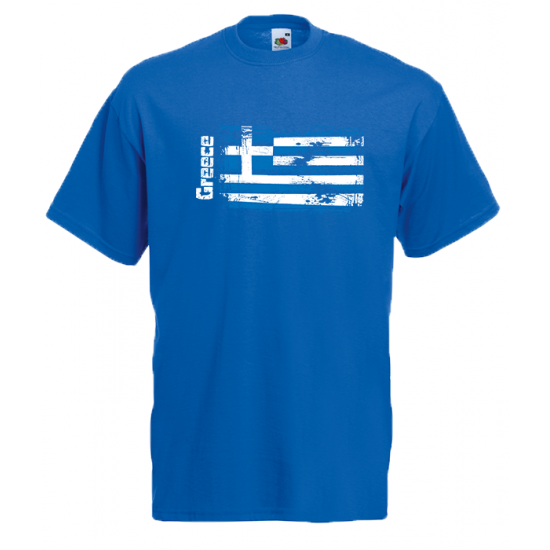 Greek Flag Ripped T-Shirt with print