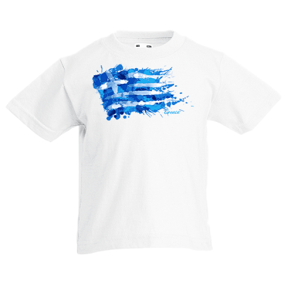 Greek Flag Splash Kids T-Shirt with print