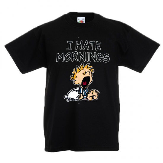 T-shirt με στάμπα I Hate Mornings-A5320