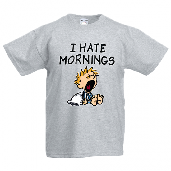T-shirt με στάμπα I Hate Mornings-A5320