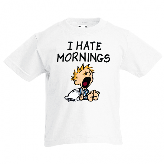 T-shirt με στάμπα I Hate Mornings-A5320