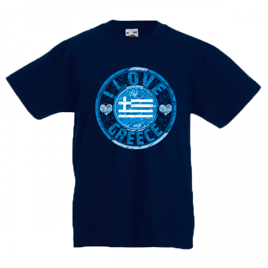 T-shirt με στάμπα I Love Greece Flag Kids-622