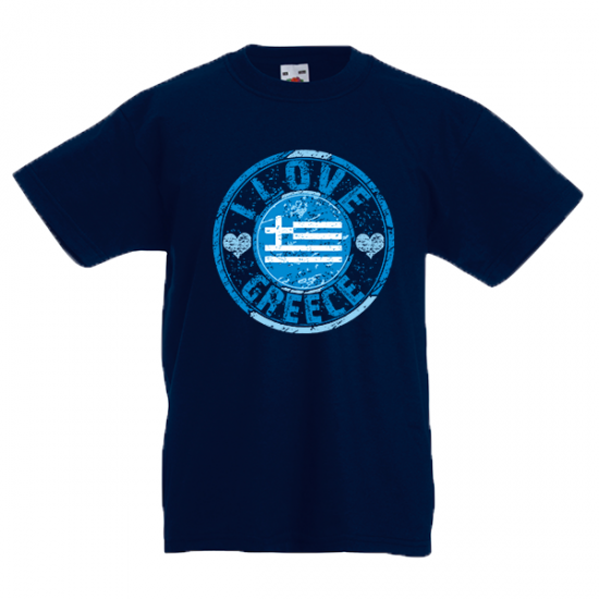 T-Shirt with print I Love Greece Flag Kids-622