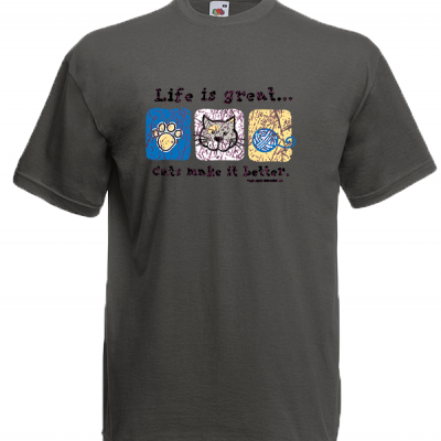 Life Is Great Cats T-Shirt με στάμπα