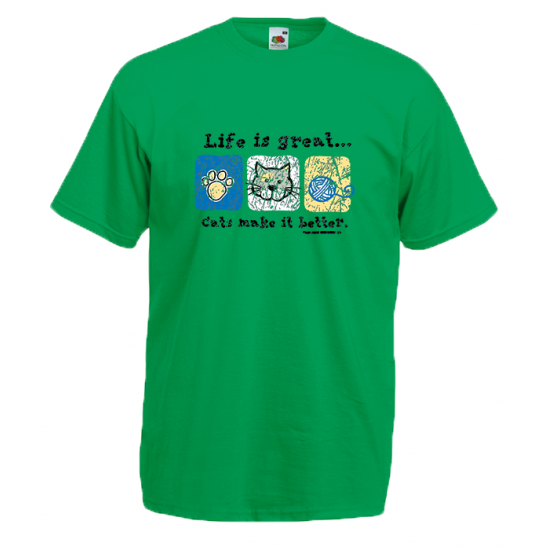 Life Is Great Cats T-Shirt με στάμπα