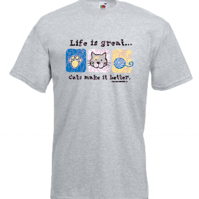 Life Is Great Cats T-Shirt με στάμπα