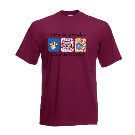 Life Is Great Cats T-Shirt με στάμπα