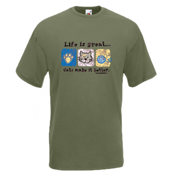 Life Is Great Cats T-Shirt με στάμπα