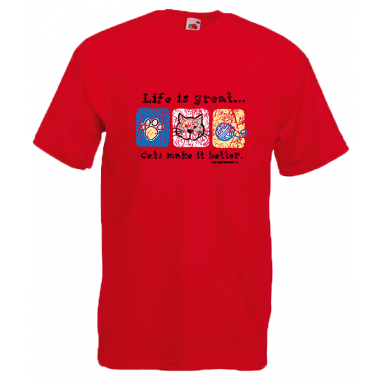 Life Is Great Cats T-Shirt με στάμπα