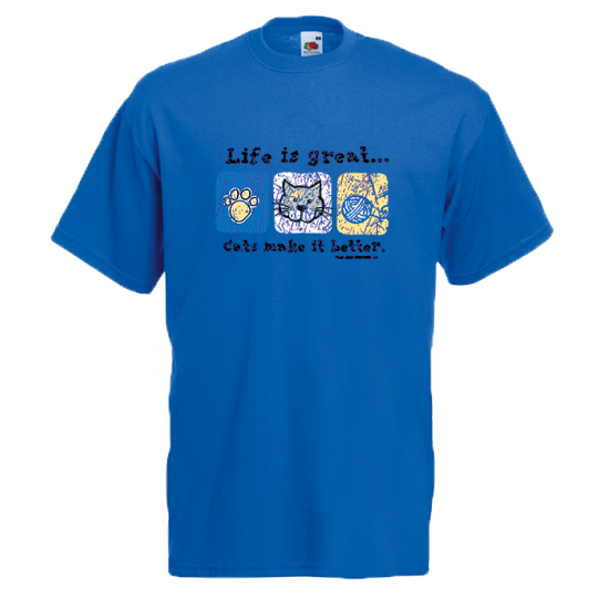 Life Is Great Cats T-Shirt με στάμπα