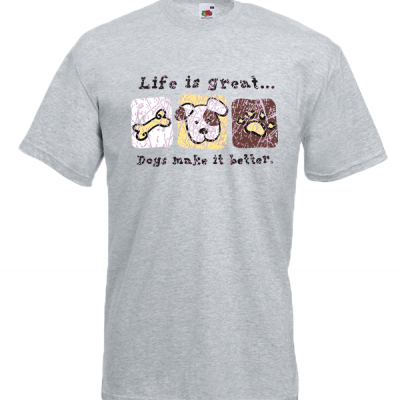 Life Is Great Dogs T-Shirt με στάμπα