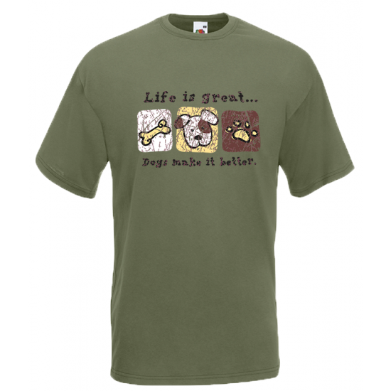 Life Is Great Dogs T-Shirt με στάμπα