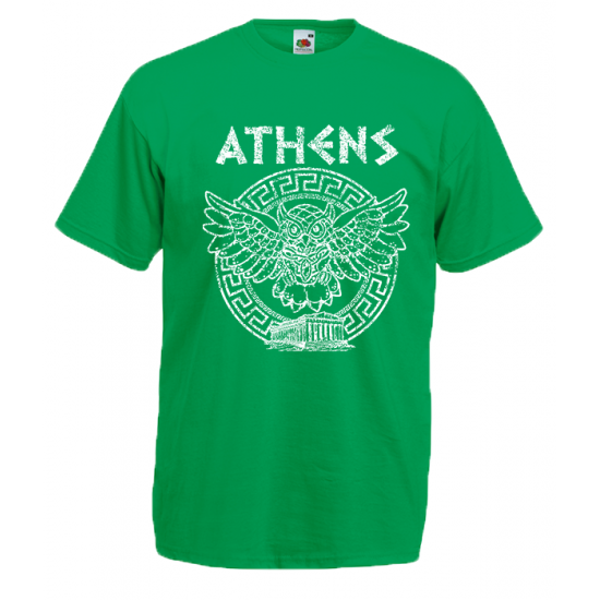 Owl Athens Circle Greek Key T-Shirt with print