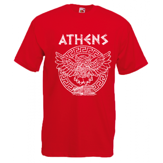 Owl Athens Circle Greek Key T-Shirt with print