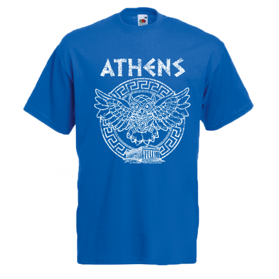 Owl Athens Circle Greek Key T-Shirt with print