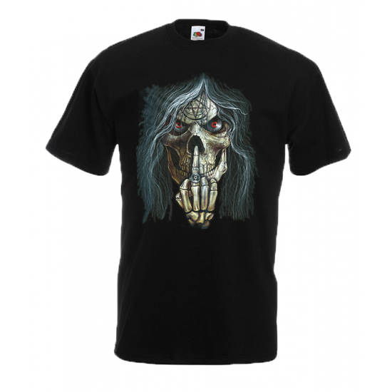 Skull Middle Finger T-Shirt with print