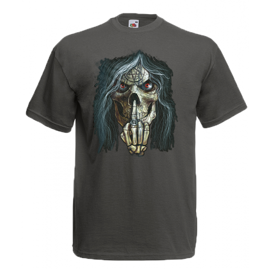 Skull Middle Finger T-Shirt with print