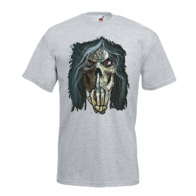 Skull Middle Finger T-shirt με στάμπα 