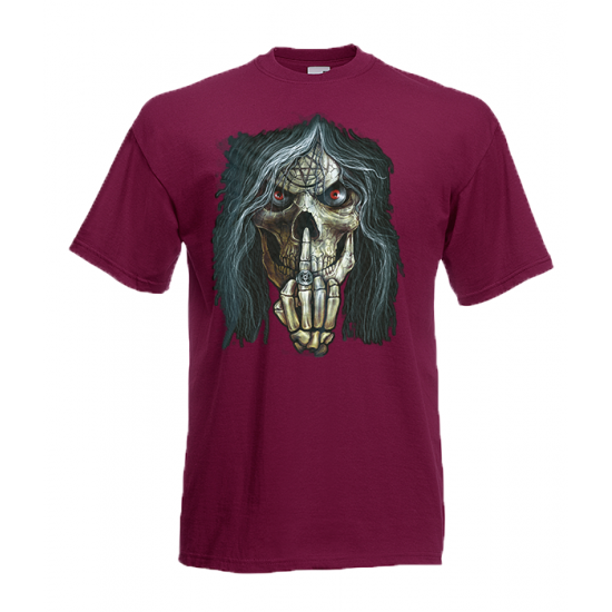 Skull Middle Finger T-Shirt with print