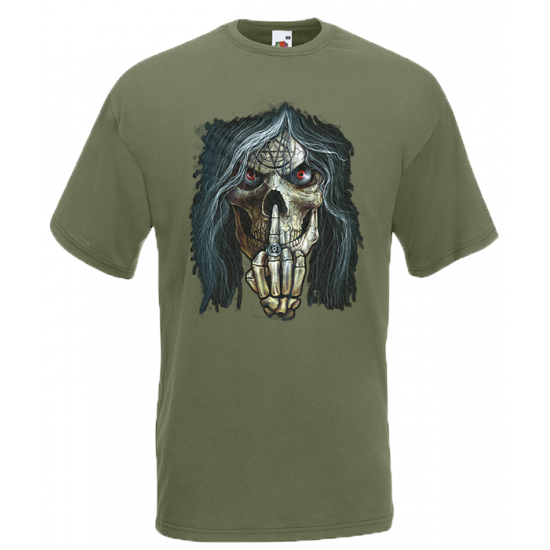 Skull Middle Finger T-Shirt with print