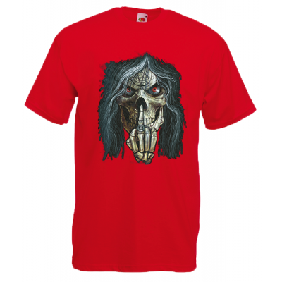 Skull Middle Finger T-shirt με στάμπα 
