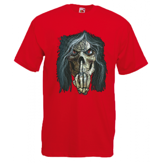 Skull Middle Finger T-Shirt with print