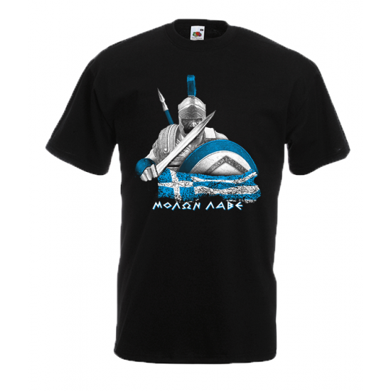 Sparta Warrior Greek Flag T-Shirt with print