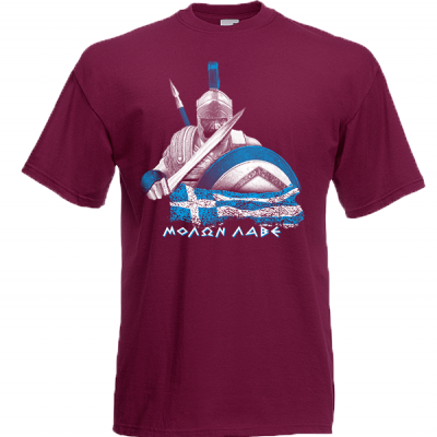 Sparta Warrior Greek Flag T-Shirt with print