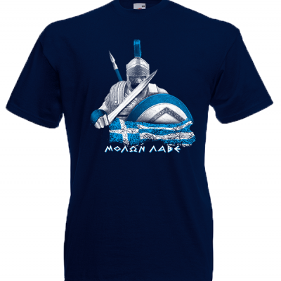 Sparta Warrior Greek Flag T-Shirt with print